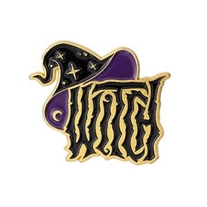 Gothic “Witch” Black & Purple Hat Witchcraft Metal Enamel Pin Brooch